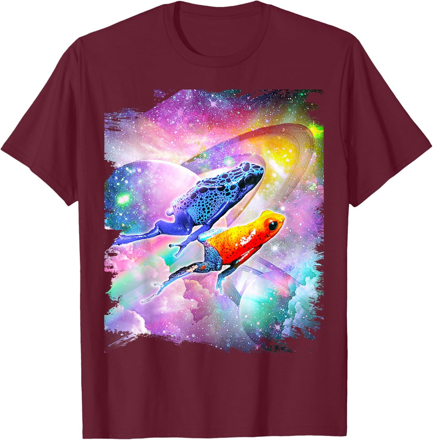Poison Arrow Frog in Space T-Shirt - T-Shirt | Maroon