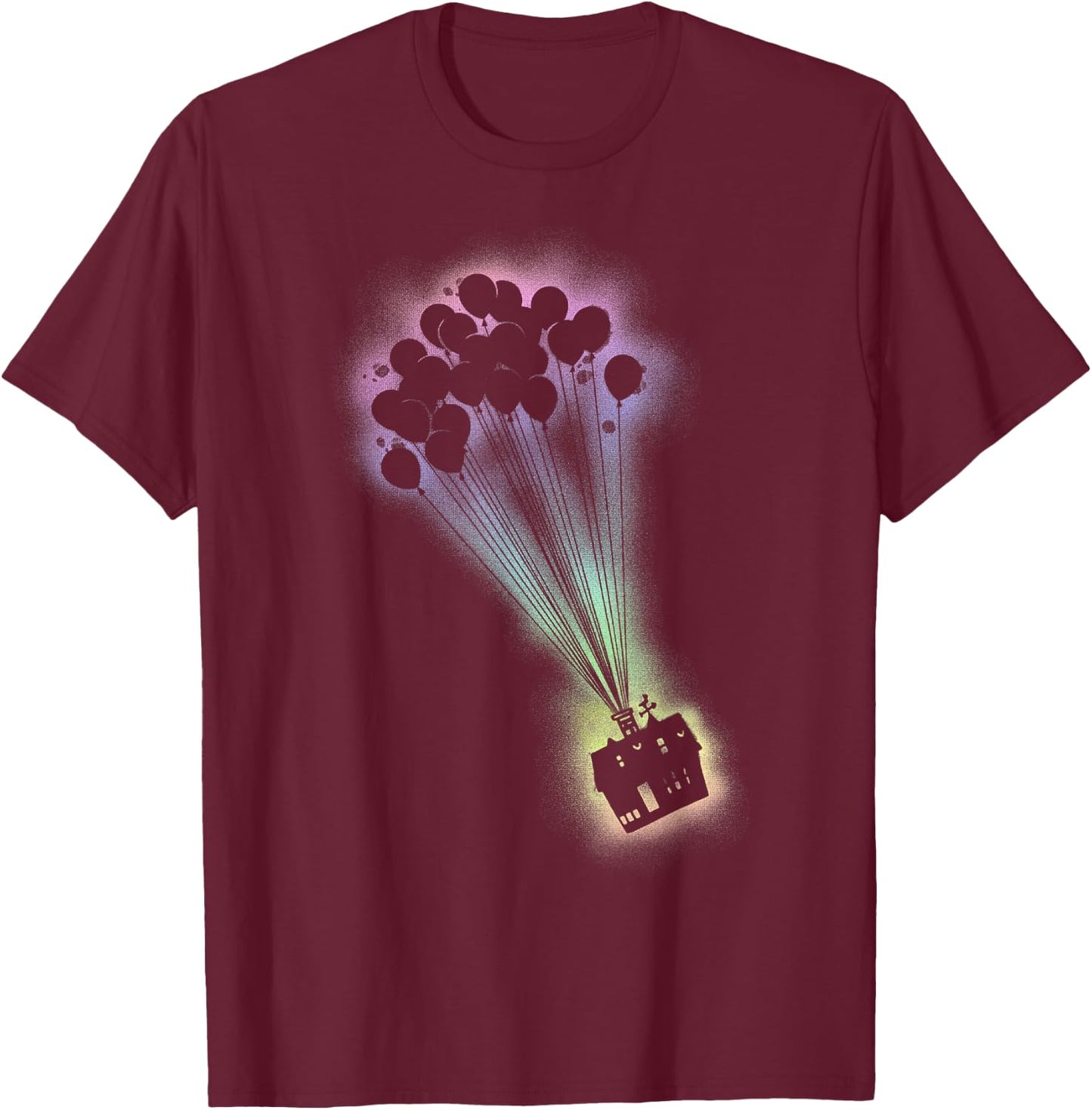 Disney Pixar Up Spray Paint Stencil House Graphic T-Shirt - T-Shirt | Maroon