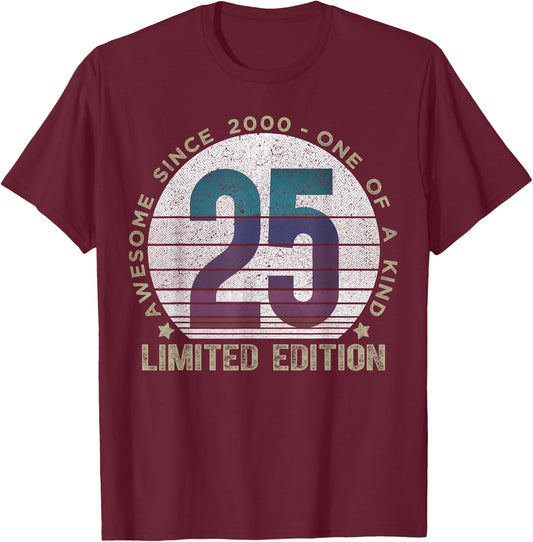 25 Year Old Gifts Vintage 2000 Limited Edition 25th Birthday T-Shirt - T-Shirt | Maroon