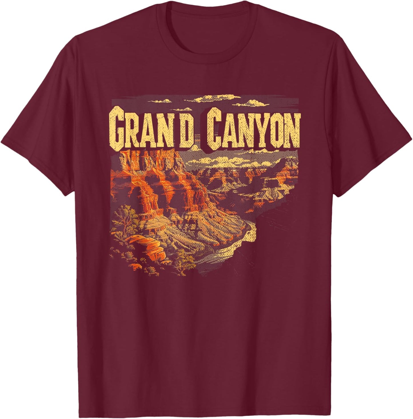 Grand Canyon - US National Park Vintage Men Women Kids Retro T-Shirt - T-Shirt | Maroon
