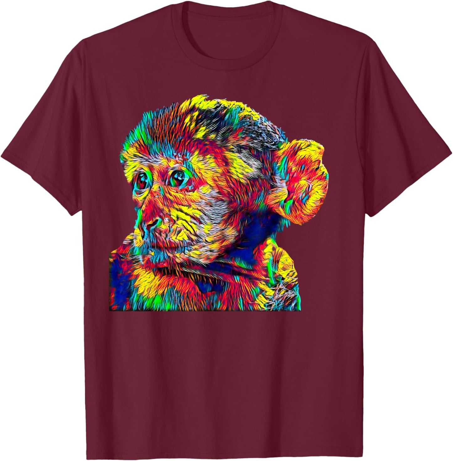 Barbary Macaque Monkey T-Shirt - T-Shirt | Maroon
