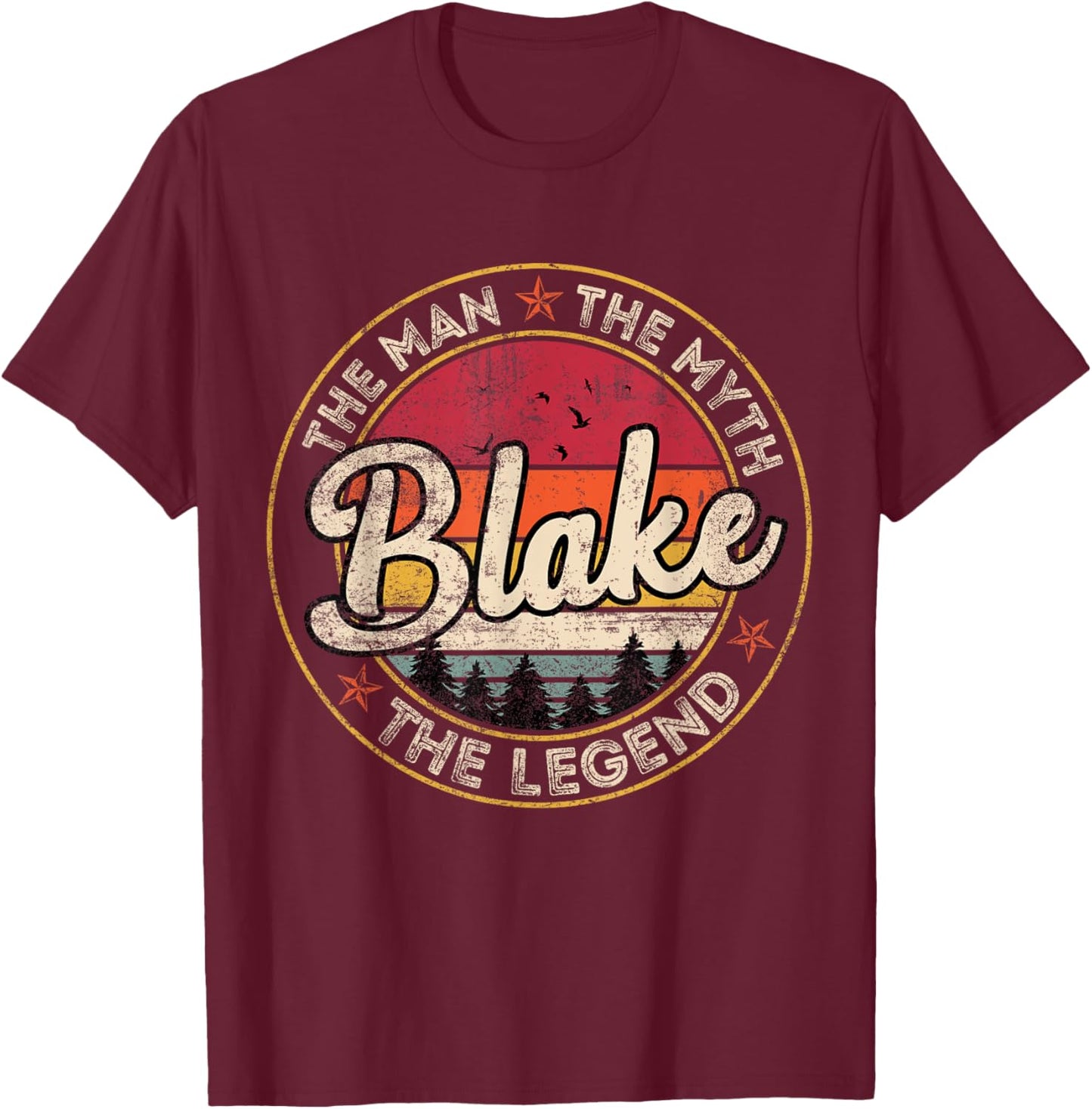 Blake The Man The Myth The Legend Personalized Name T-Shirt - T-Shirt | Maroon