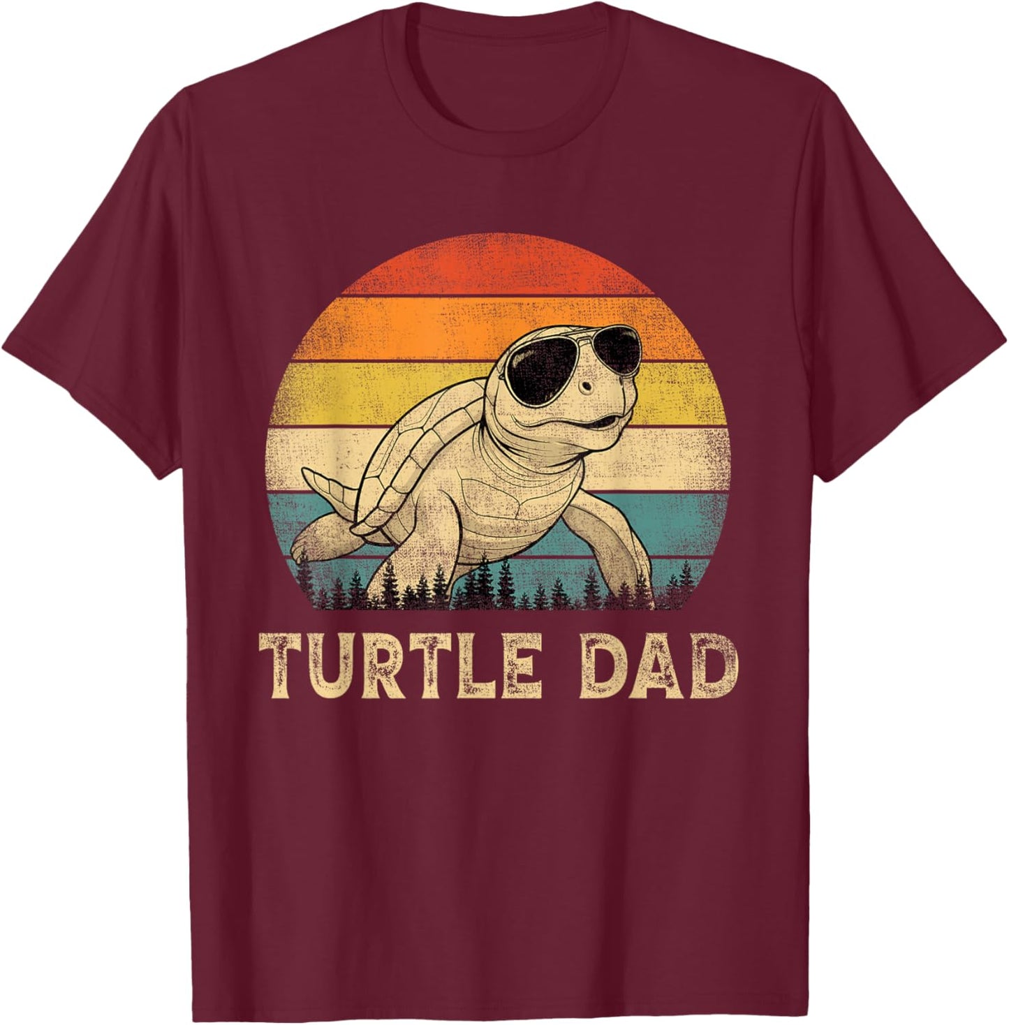 Vintage Turtle Dad Turtle Lovers Daddy Father's Day T-Shirt - T-Shirt | Maroon