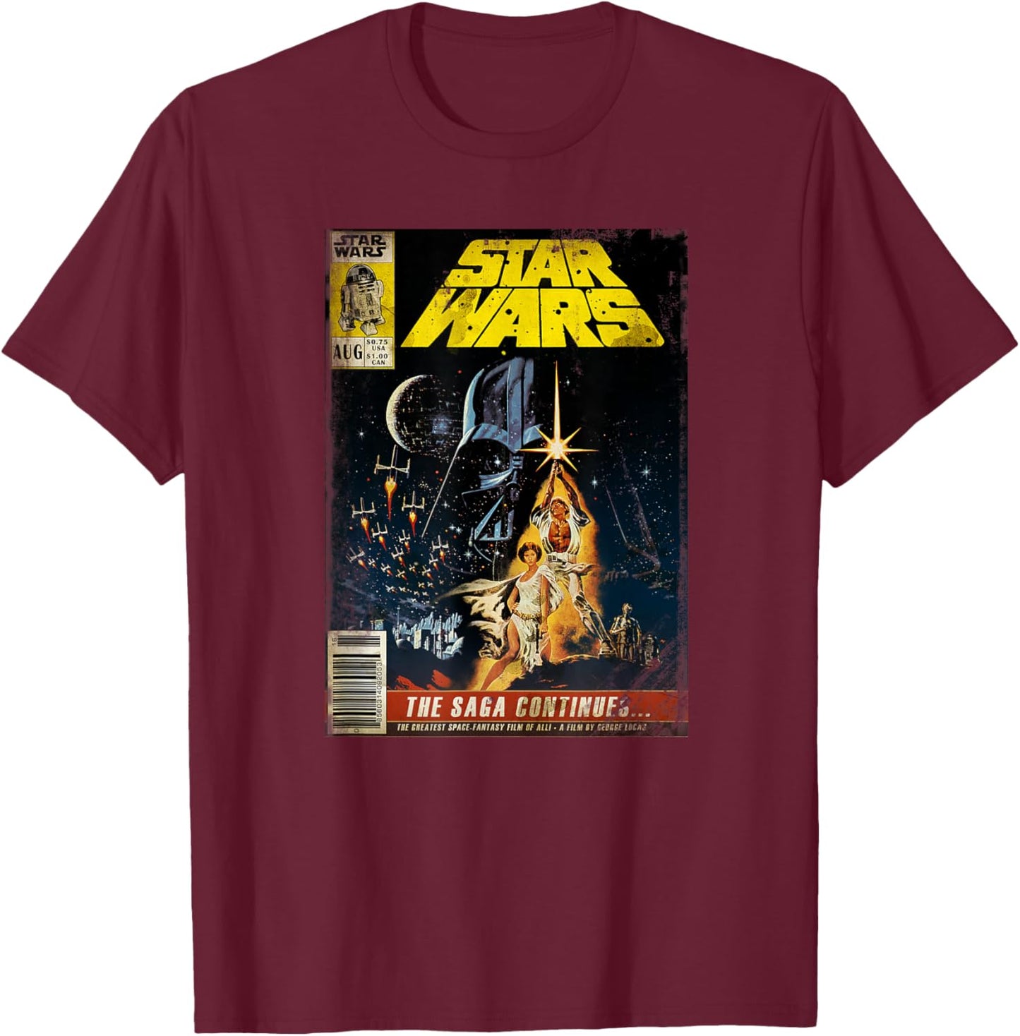 Star Wars Classic A New Hope Vintage Comic Book Distressed T-Shirt - T-Shirt | Maroon