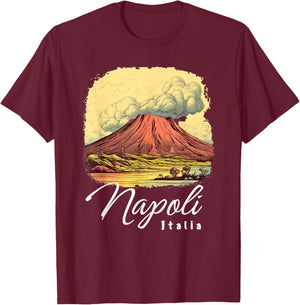 Retro Mount Vesuvius Napoli Italia / Naples Italy / Naples T-Shirt - T-Shirt | Maroon