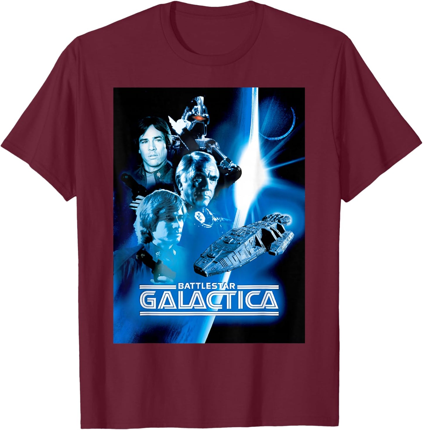 Battlestar Galactica Blue Hue Classic Poster T-Shirt - T-Shirt | Maroon