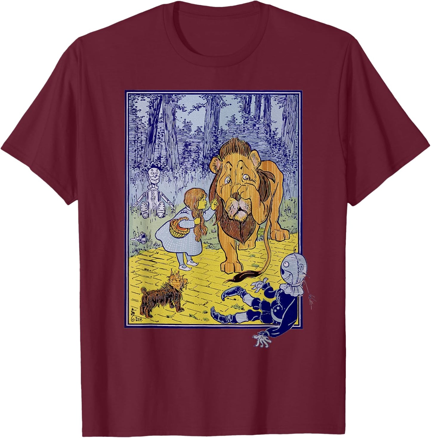 Vintage Wizard of Oz Lion Scarecrow Tin Man Dorothy Toto T-Shirt - T-Shirt | Maroon