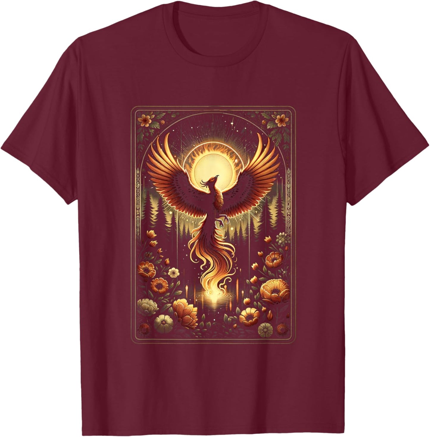 Phoenix Tarot Card Phoenix Bird Fantasy Gifts For Lovers T-Shirt - T-Shirt | Maroon