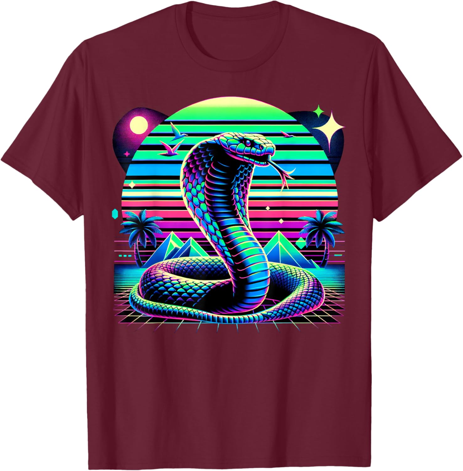 and Kids Vintage Retro King Cobra Lover T-Shirt - T-Shirt | Maroon
