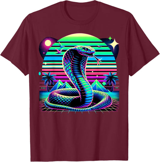 and Kids Vintage Retro King Cobra Lover T-Shirt - T-Shirt | Maroon