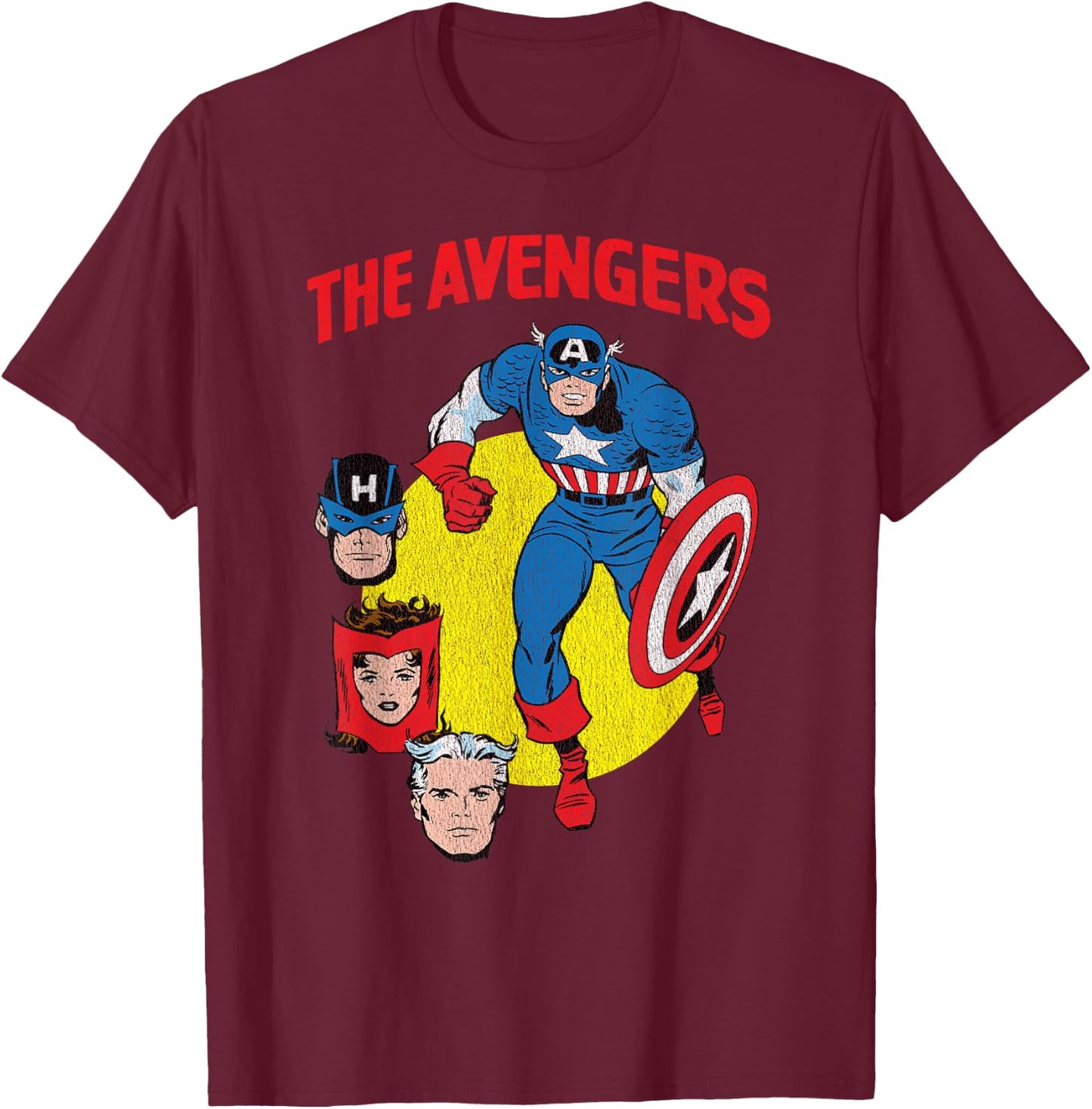 Marvel The Avengers Captain America Retro T-Shirt - T-Shirt | Maroon