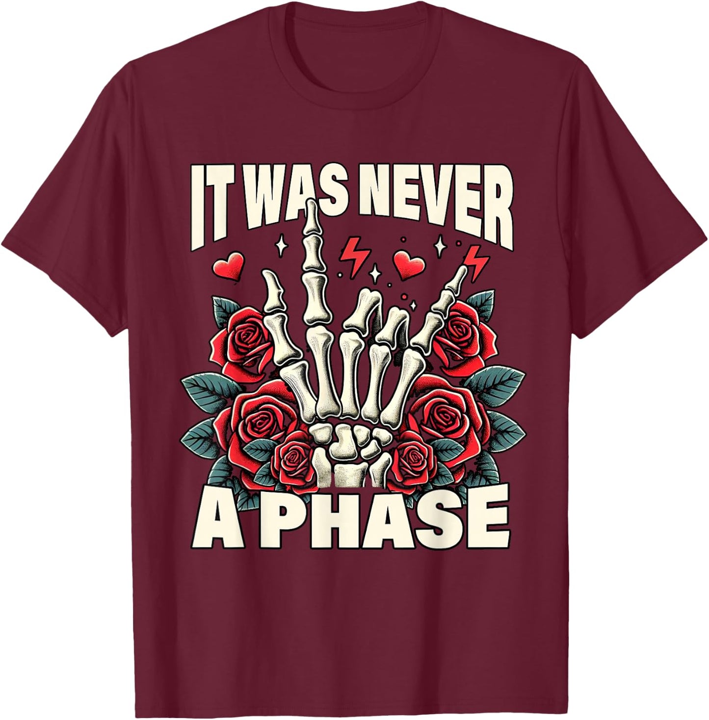 Elder Emo Pop Punk Spirit Music Lover It Was Never A Phase T-Shirt - T-Shirt | Maroon