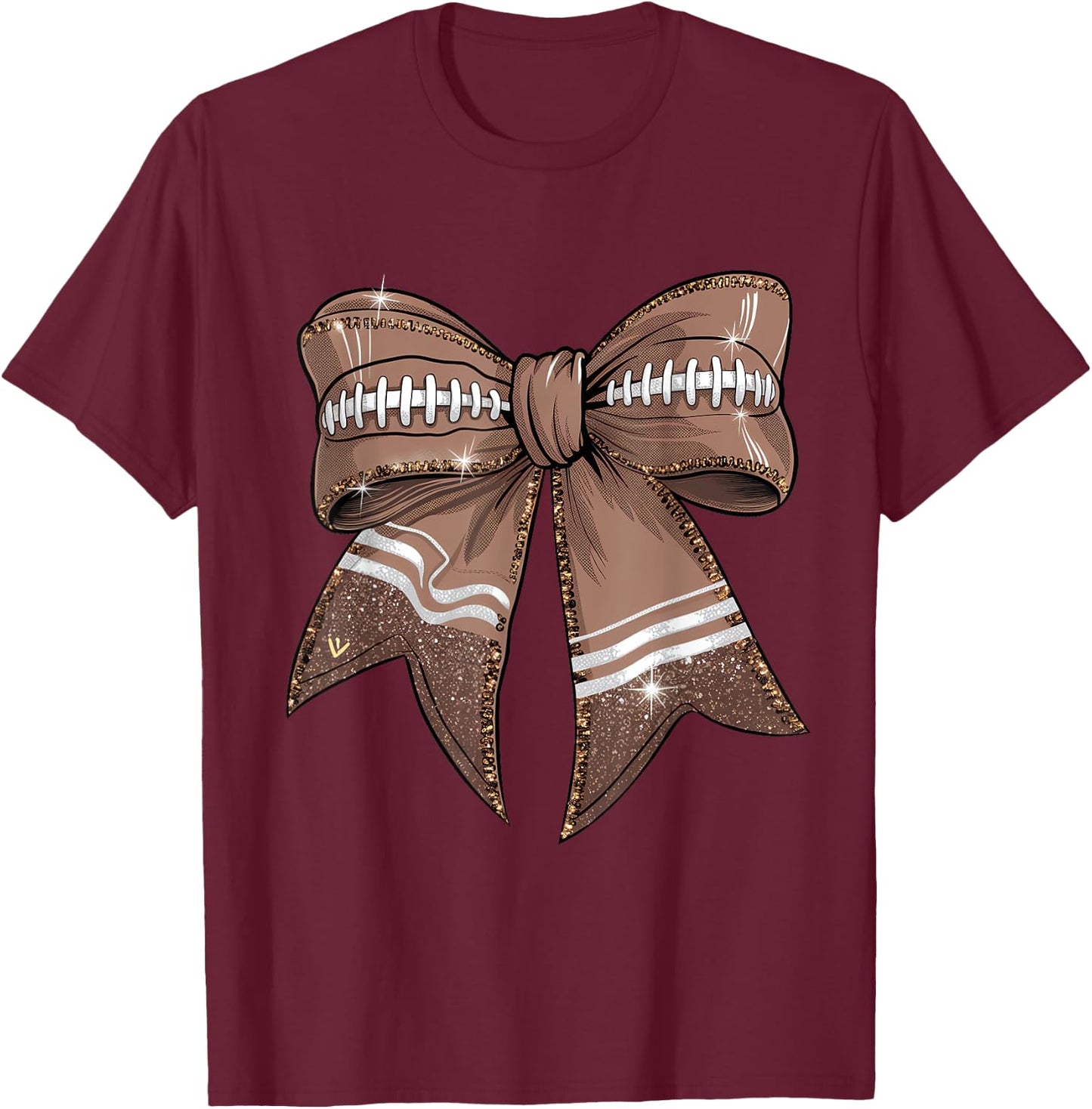 Coquette Bow Pumpkin American Football Thanksgiving Autumn T-Shirt - T-Shirt | Maroon