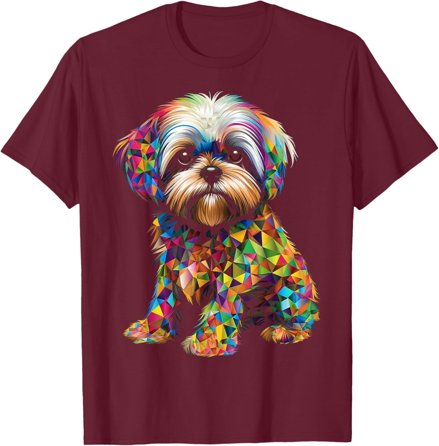 Shih Tzu Motif Pet Illustration Dog Shih Tzu Women Kids T-Shirt - T-Shirt | Maroon