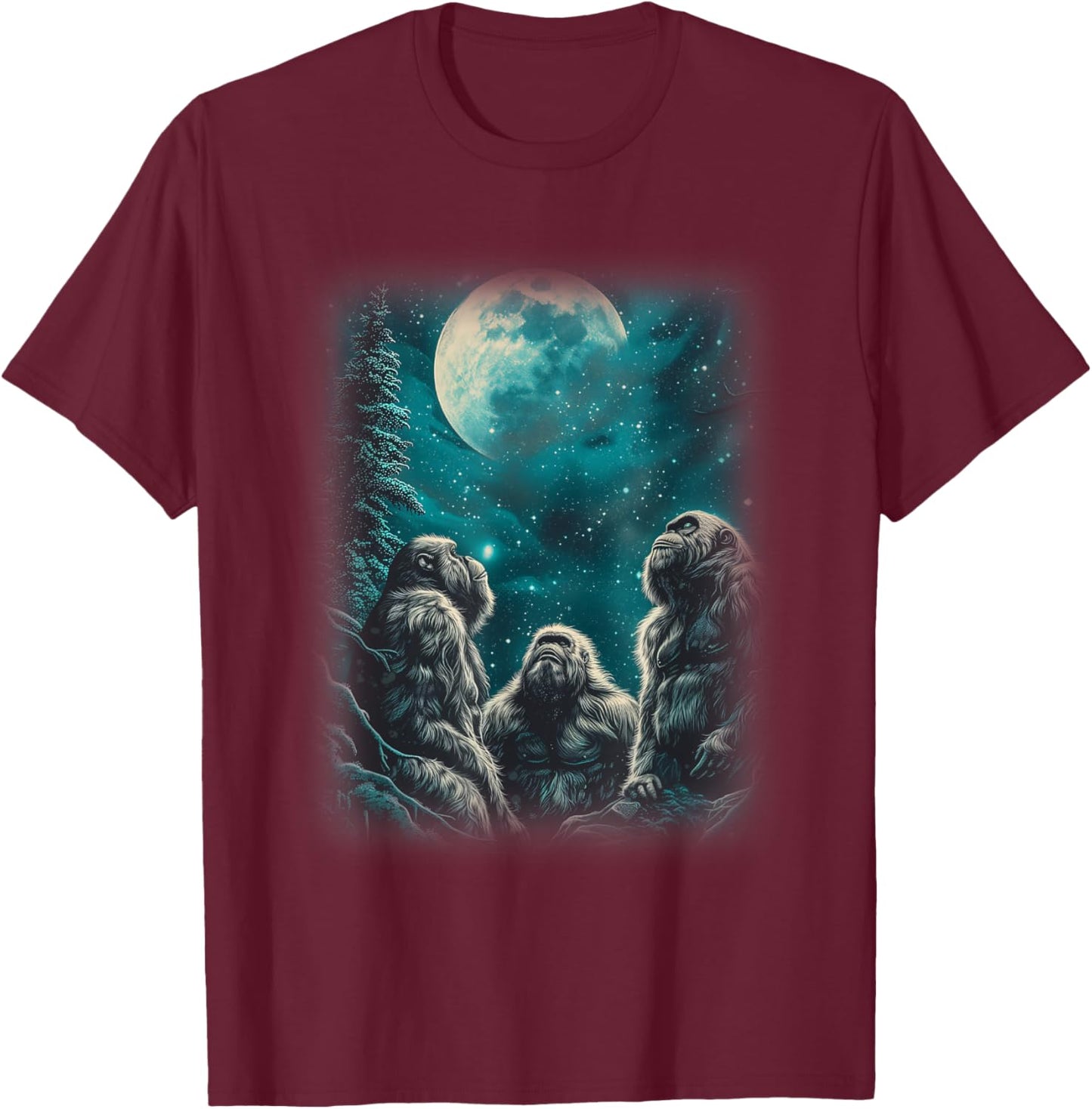 3 Moon Gorilla Shirt, Great Ape Cool Primate Animal Lover T-Shirt - T-Shirt | Maroon