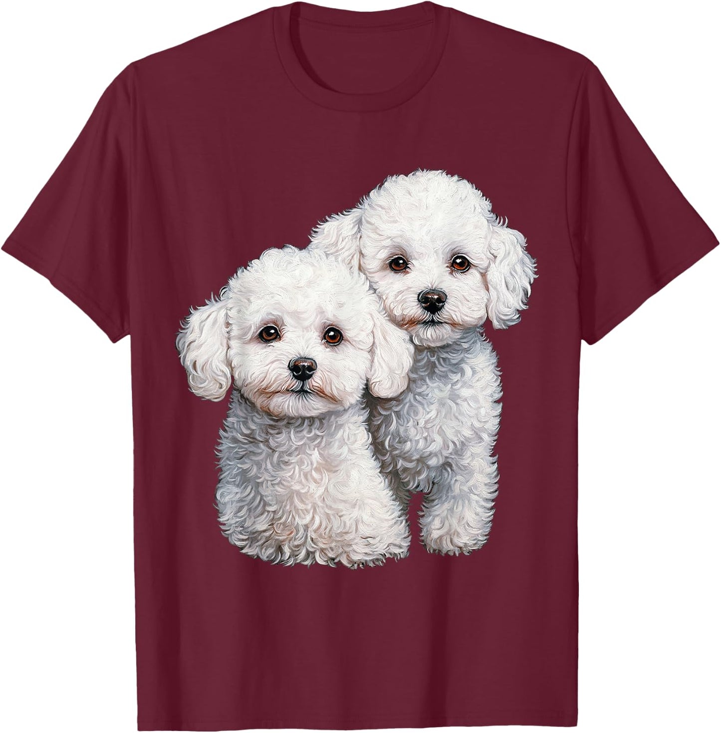 Bichon Frise Dog Graphic Pet Illustration Bichon Frise T-Shirt - T-Shirt | Maroon