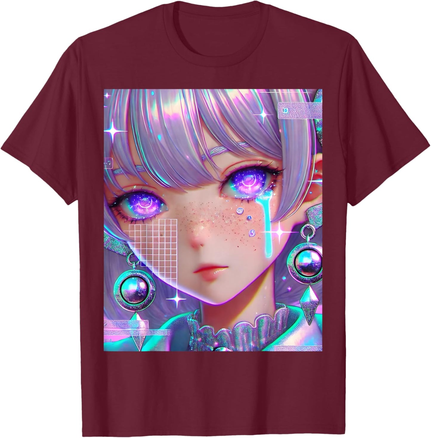 Anime Girl Vaporwave Egirl Aesthetic Japanese Otaku T-Shirt - T-Shirt | Maroon