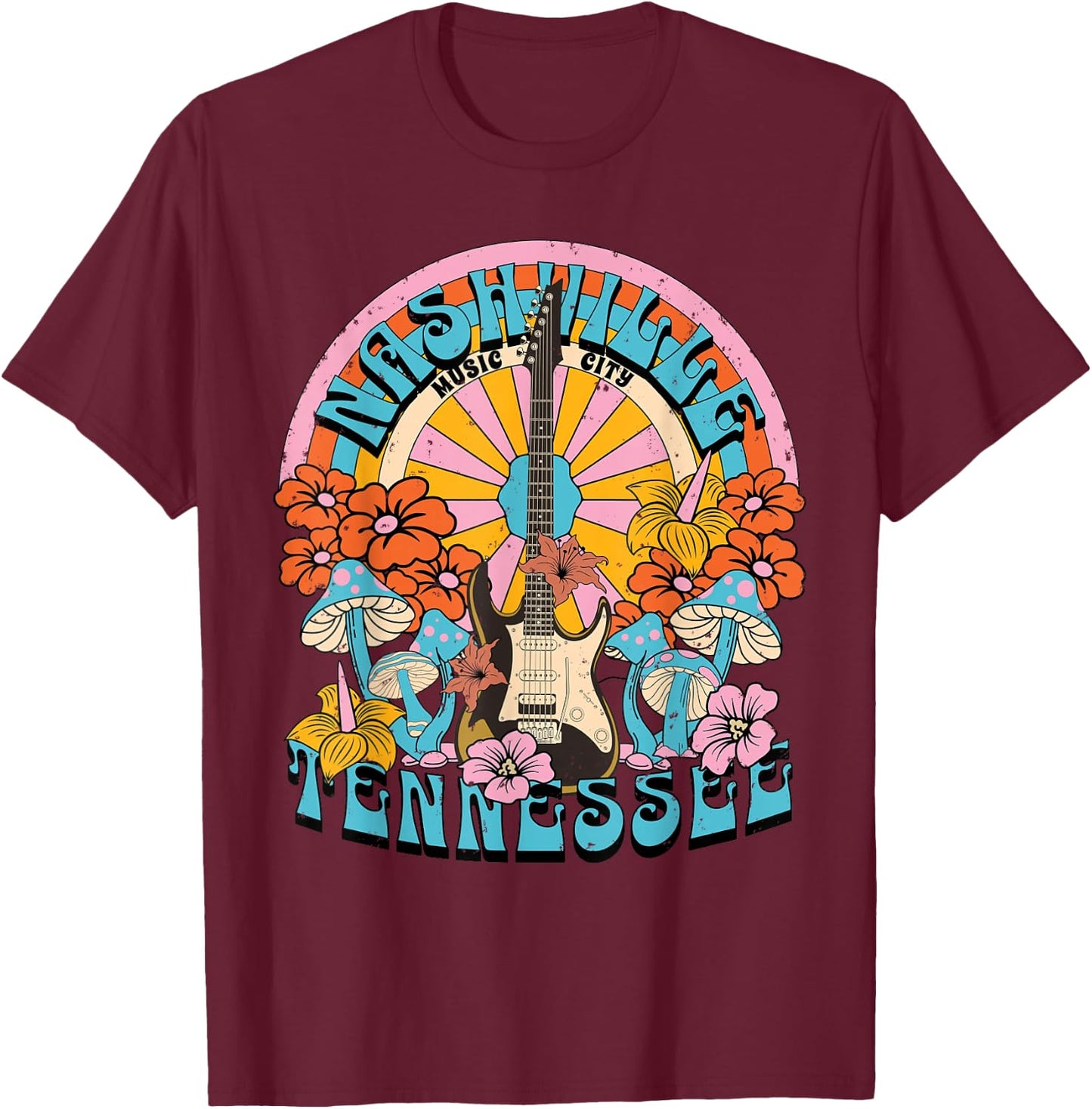 Nashville Country Music City Girls Trip Retro Nash Bash Bach T-Shirt - T-Shirt | Maroon