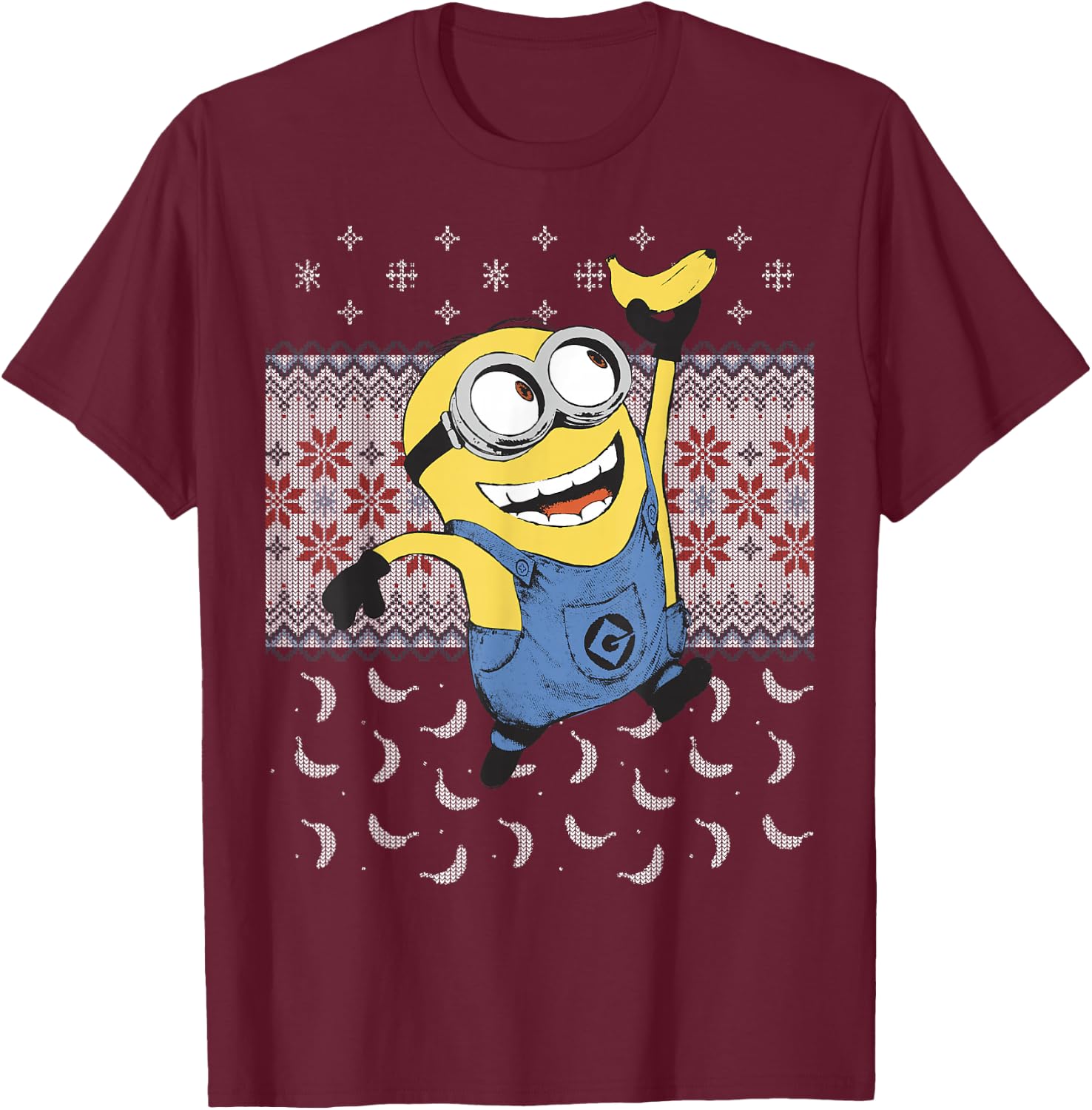 Despicable Me Minions Banana Ugly Christmas T-Shirt - T-Shirt | Maroon
