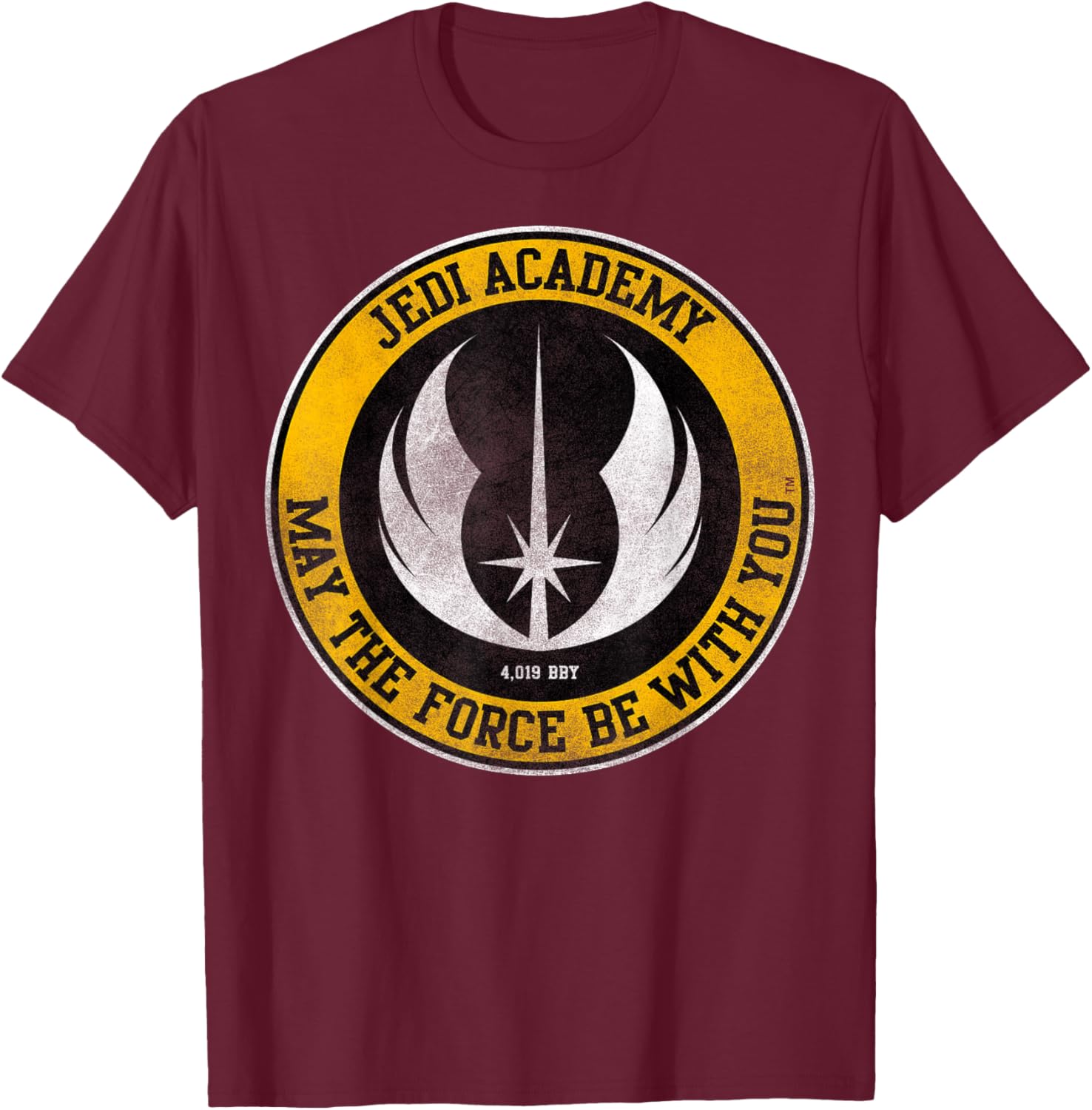 Star Wars Jedi Academy May The Force Be With You Text , Black, S T-Shirt - T-Shirt | Maroon
