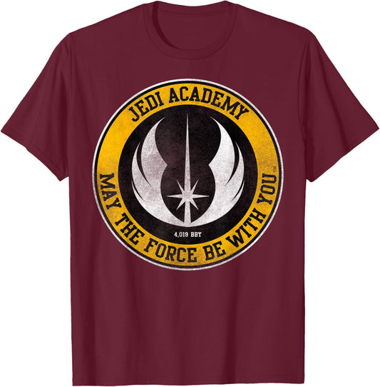 Star Wars Jedi Academy May The Force Be With You Text , Black, S T-Shirt - T-Shirt | Maroon