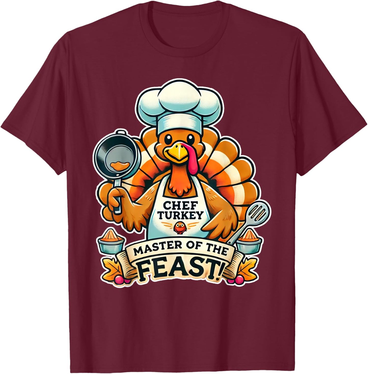 Mom Mother Chef Thanksgiving T-Shirt - T-Shirt | Maroon