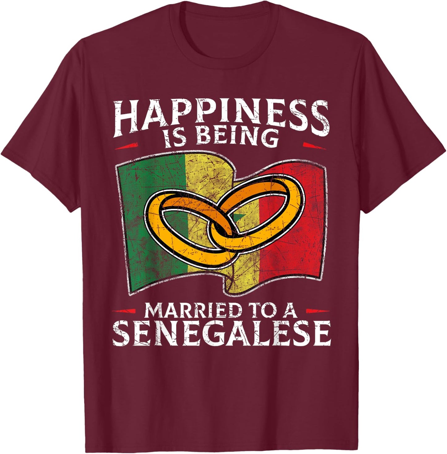 Senegalese Wedding Republic of Senegal Roots Flag Married T-Shirt - T-Shirt | Maroon