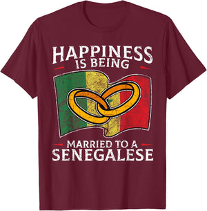 Senegalese Wedding Republic of Senegal Roots Flag Married T-Shirt - T-Shirt | Maroon