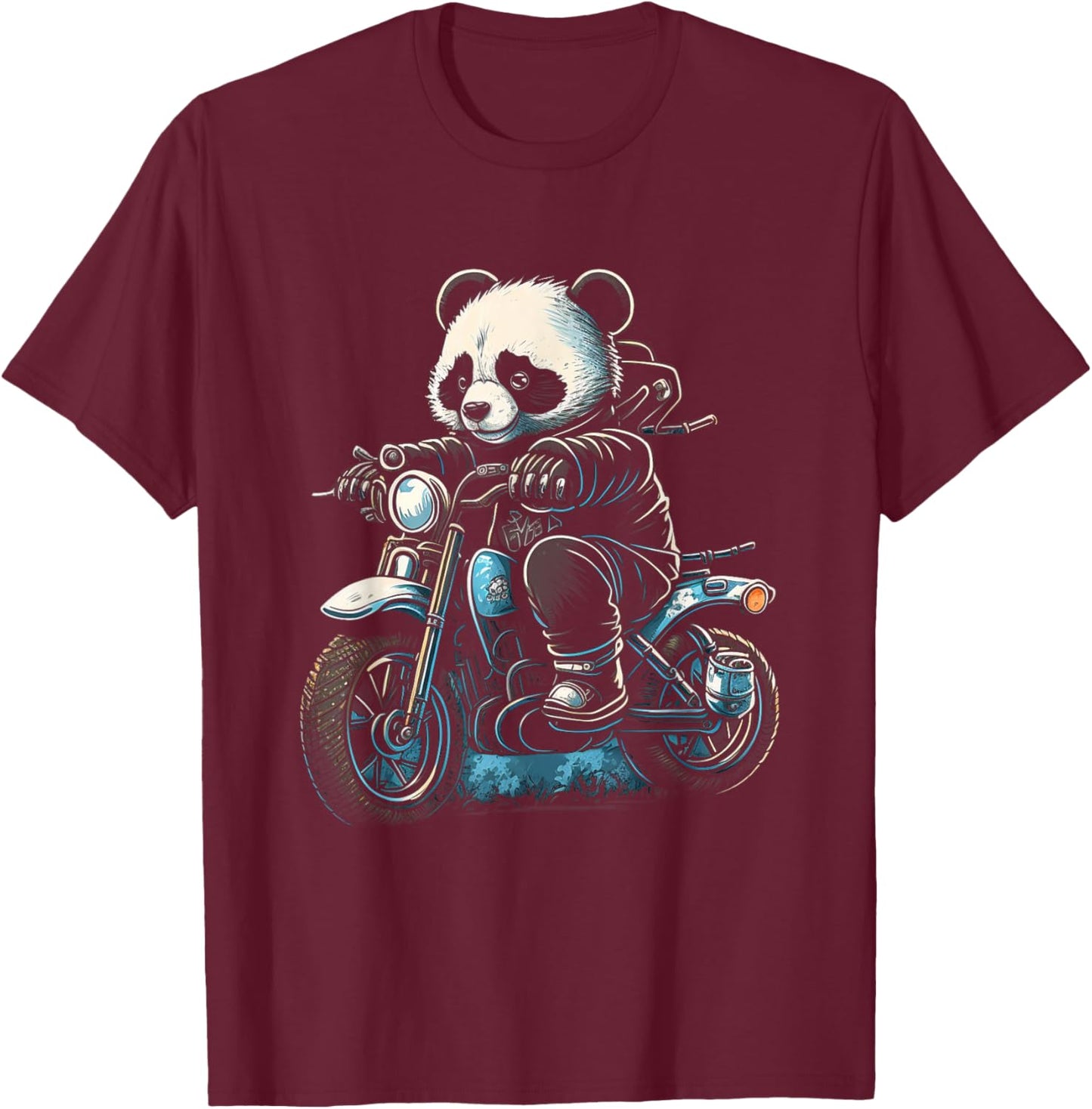 Panda riding motorcycle biker panda bear motorcyclist gift T-Shirt - T-Shirt | Maroon