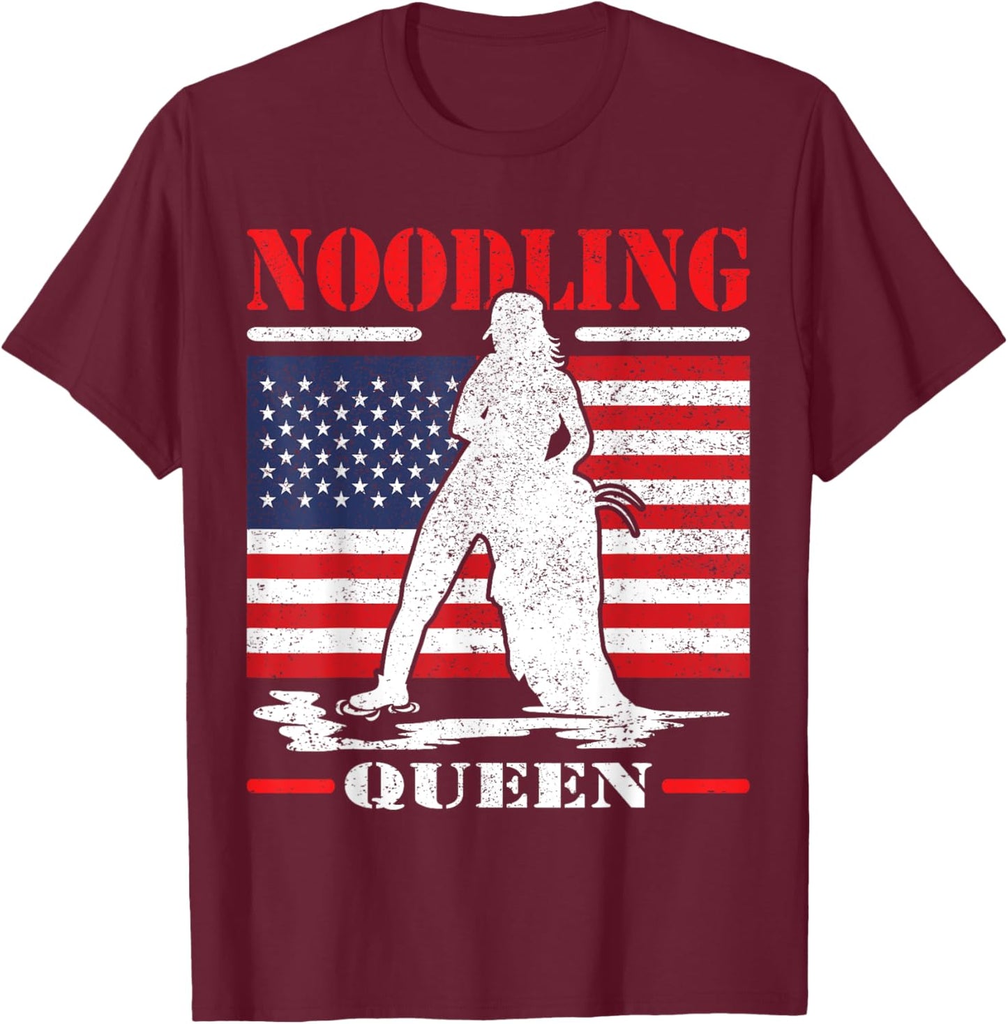 Noodling Queen like fishing but needs skill noodling T-Shirt - T-Shirt | Maroon