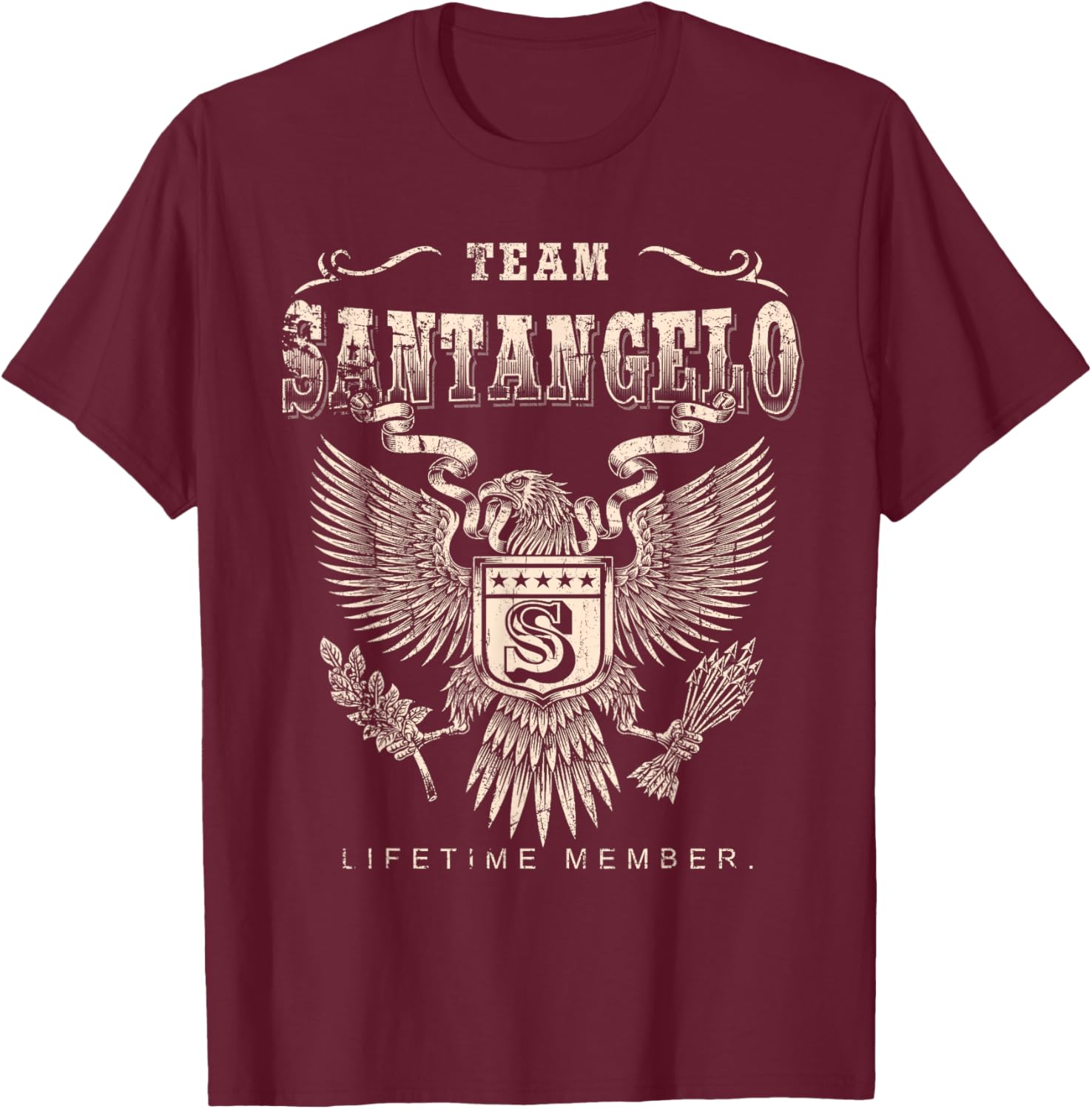 Team SANTANGELO Family Name Lifetime Member T-Shirt - T-Shirt | Maroon