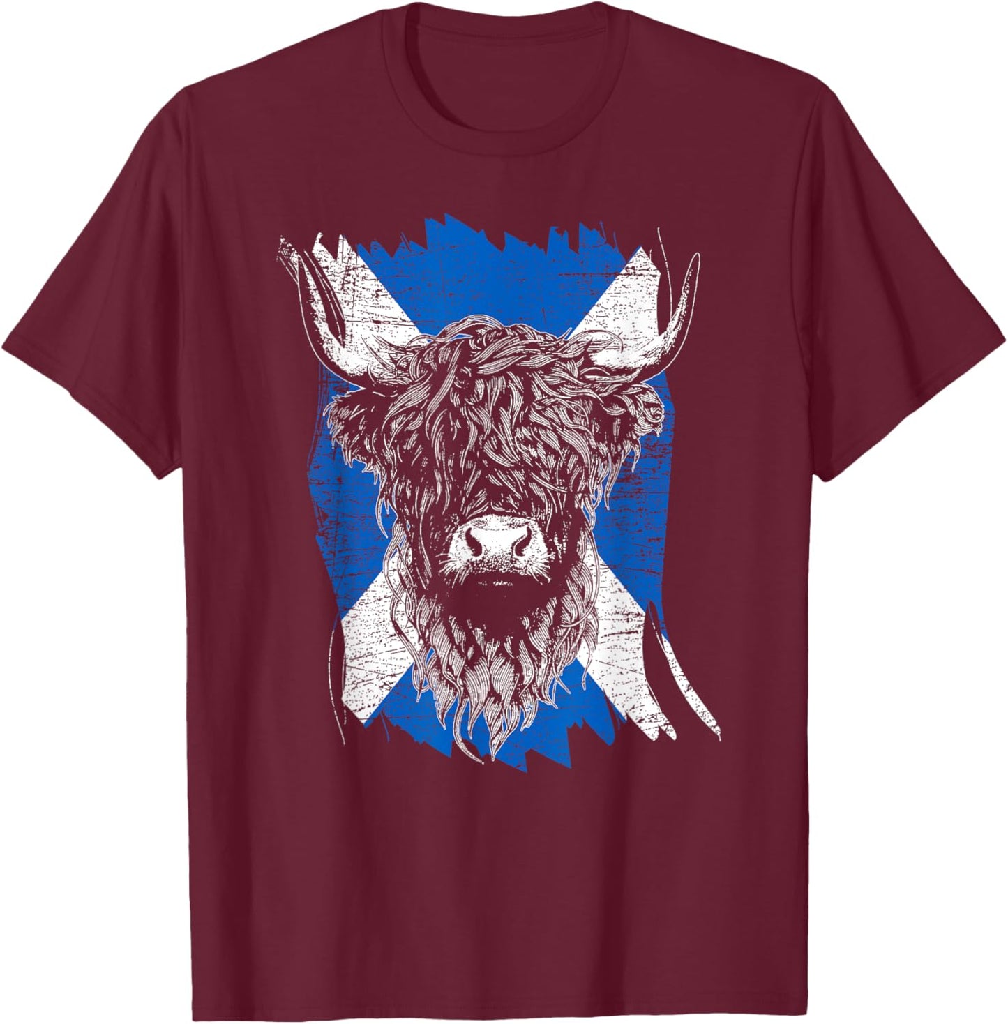 Scottish Highland Cow Cattle Hairy Cow Flowers Woman T-Shirt - T-Shirt | Maroon