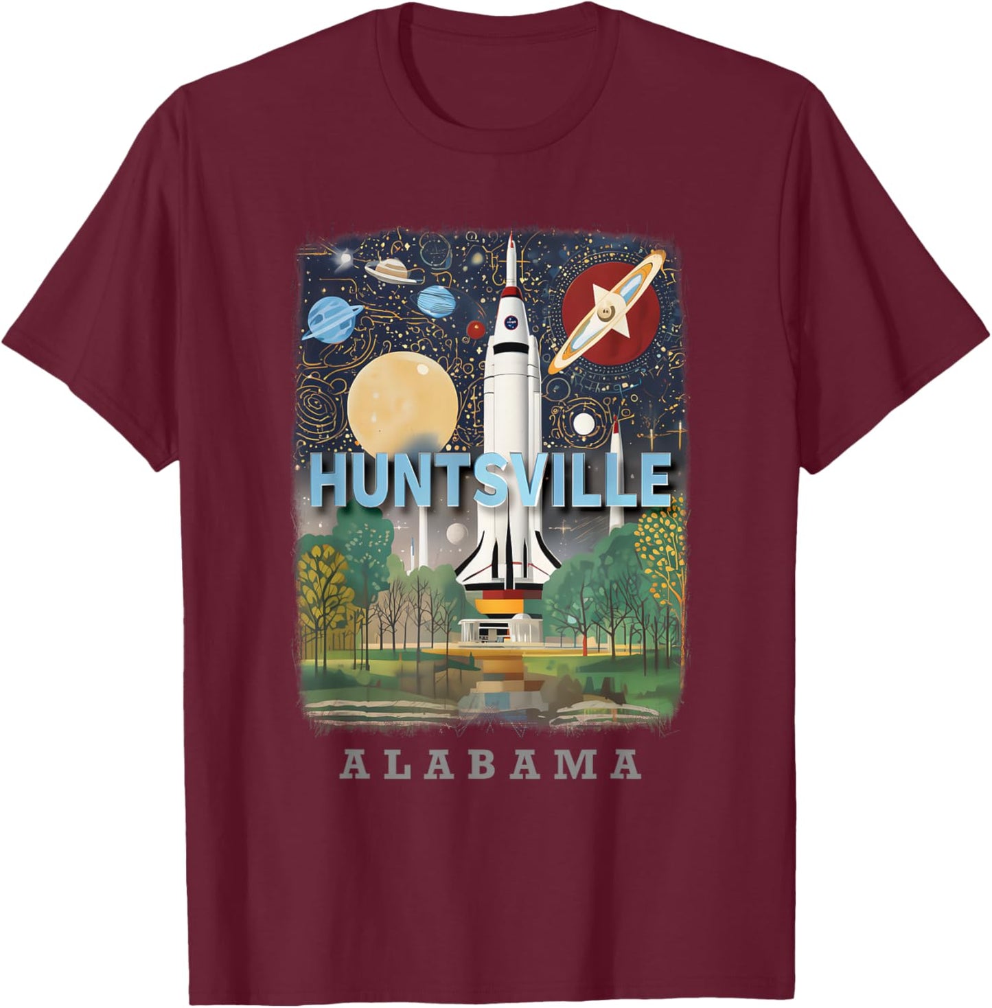 Huntsville Alabama AL Rocket City SD922 T-Shirt - T-Shirt | Maroon