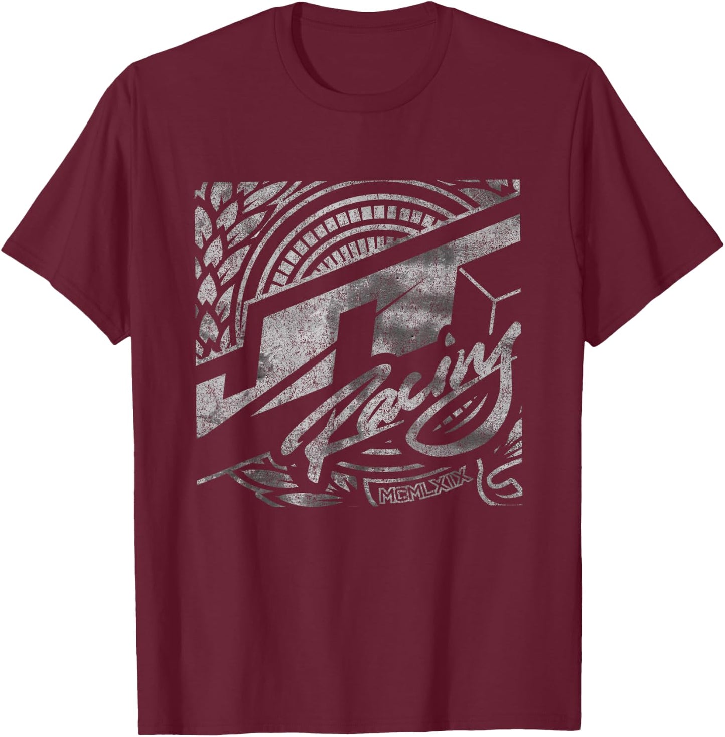 JT Racing 1969 Silver Logo T-Shirt - T-Shirt | Maroon