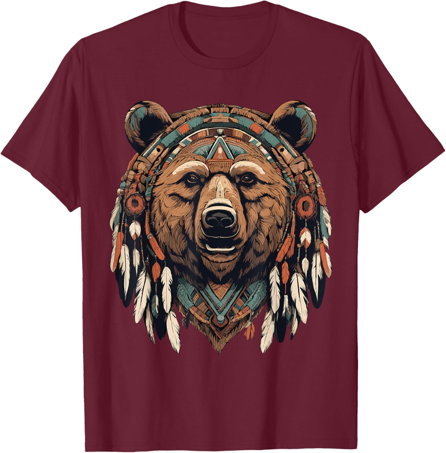 Native American Bear Totem Spiritual T-Shirt - T-Shirt | Maroon