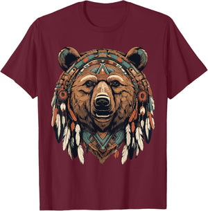Native American Bear Totem Spiritual T-Shirt - T-Shirt | Maroon
