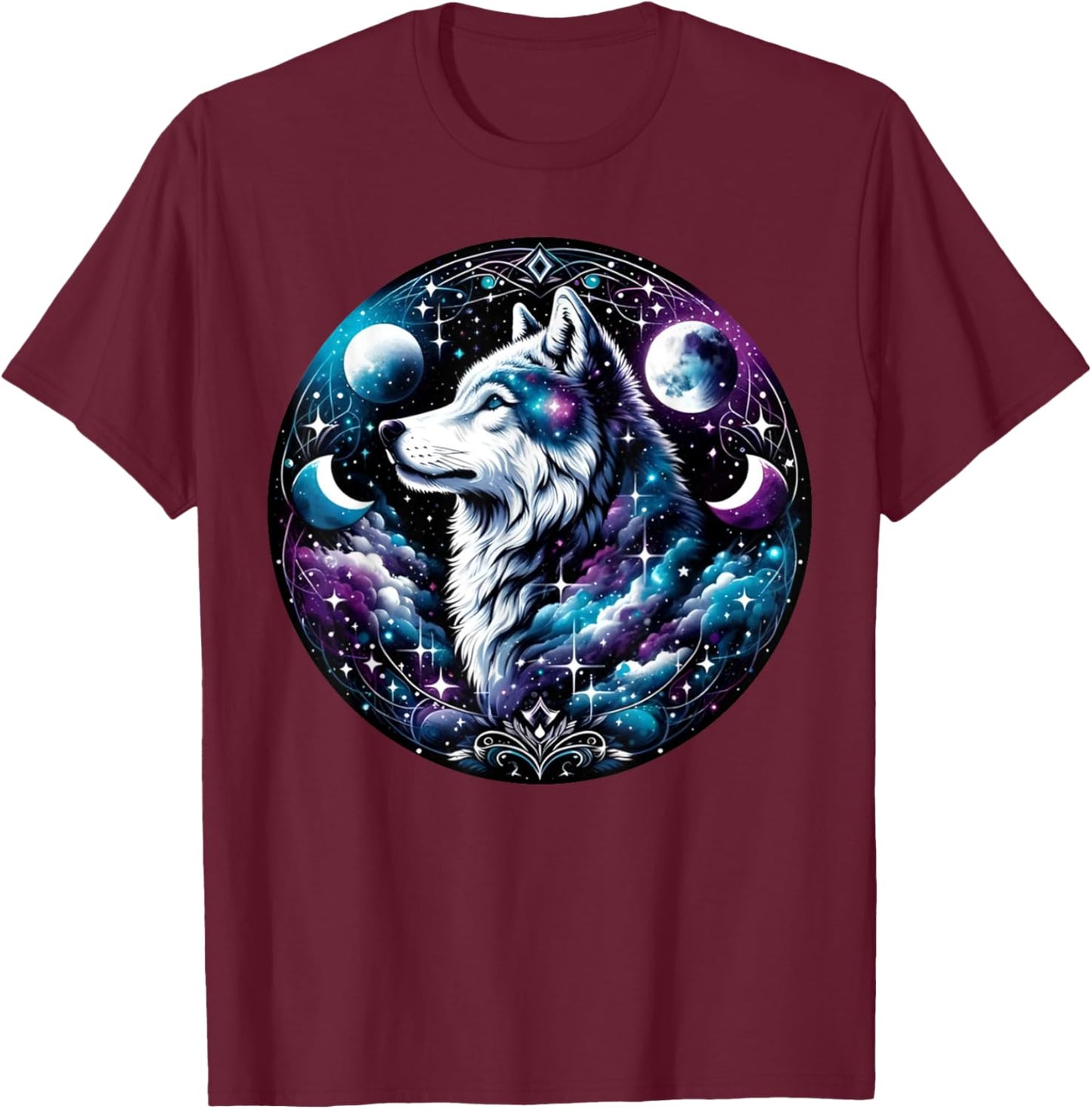 Wolf Celestial Dream Night Howling Moon Funny Wolves Lover T-Shirt - T-Shirt | Maroon