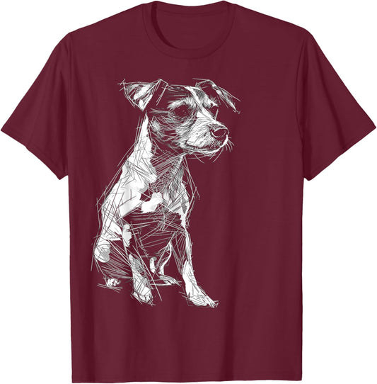 Jack Russell Graphic Pet Artwork Dog Jack Russell Women Kids T-Shirt - T-Shirt | Maroon