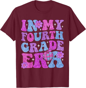 In My Fourth Grade Era Girl Back To School 4th Grade Teacher T-Shirt - T-Shirt | Maroon