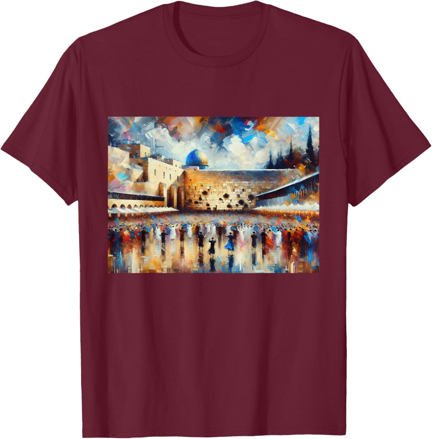 Kotel Painting jerusalem City Western Wall Wailing Wall T-Shirt - T-Shirt | Maroon