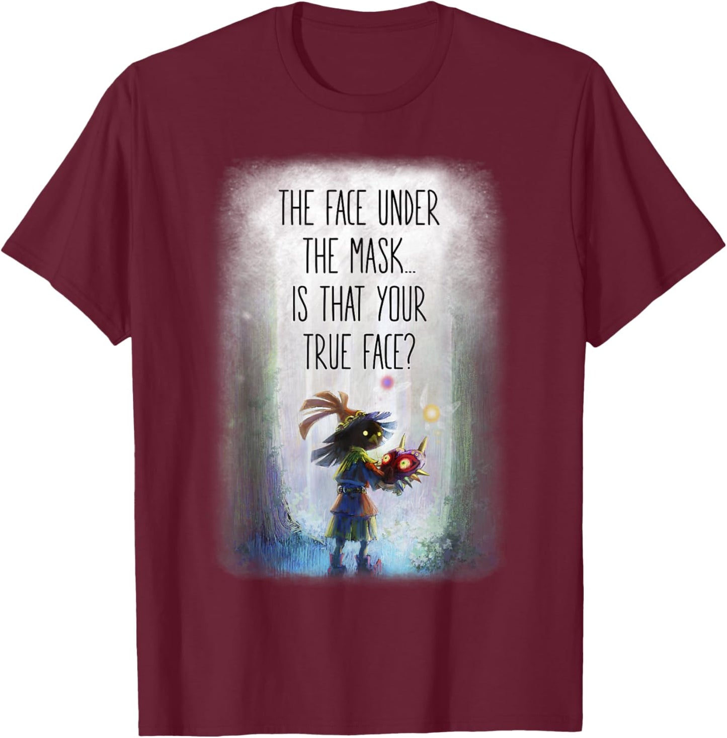 The Legend of Zelda Majora's Mask is That Your True Face T-Shirt - T-Shirt | Maroon