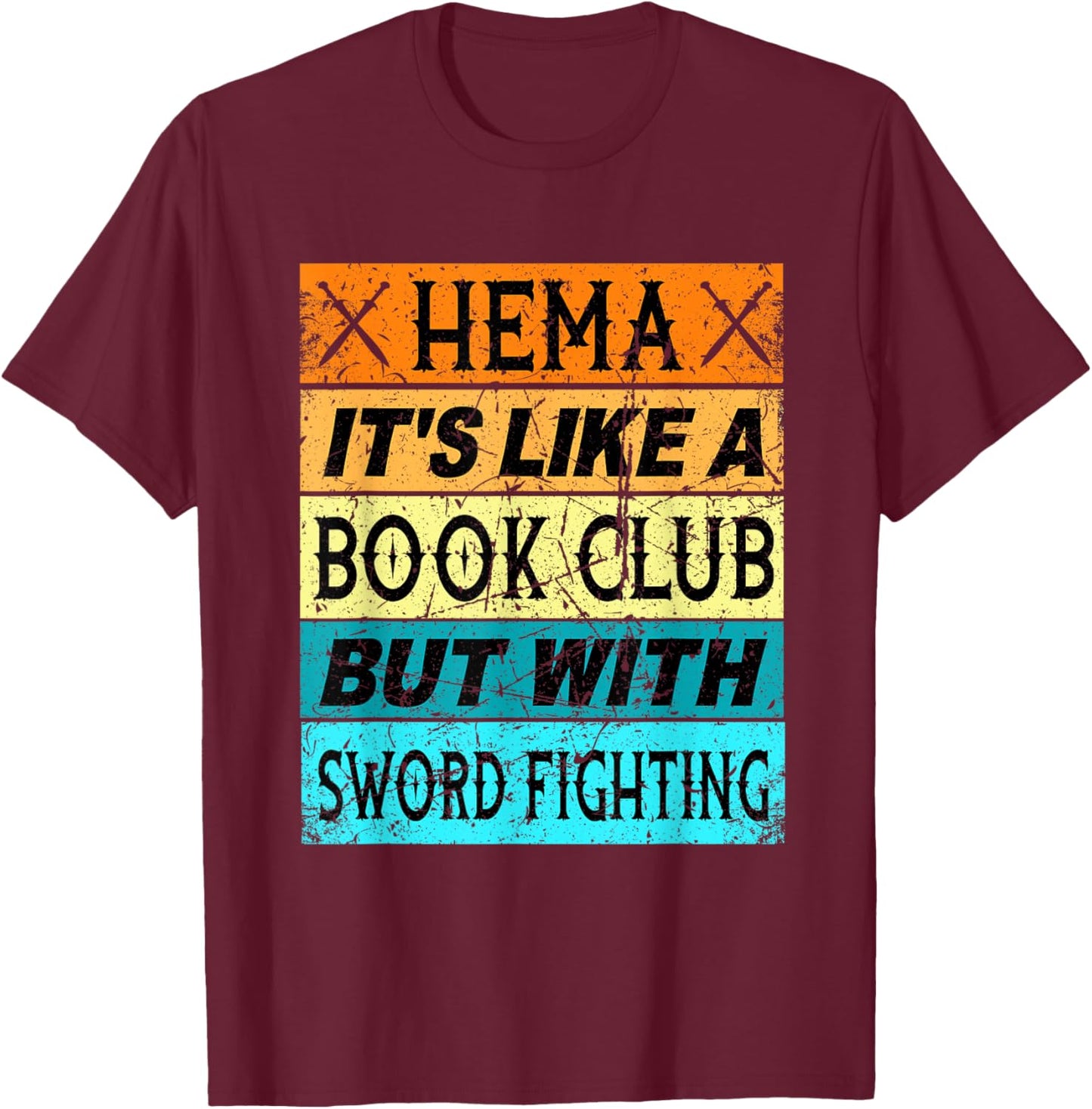 Retro Hema Shirt Sword Fighting Shirt Swordfighting Short T-Shirt - T-Shirt | Maroon
