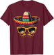 Sombrero Face Cinco De Mayo Mexican Fiesta Party Kids Boys T-Shirt - T-Shirt | Maroon