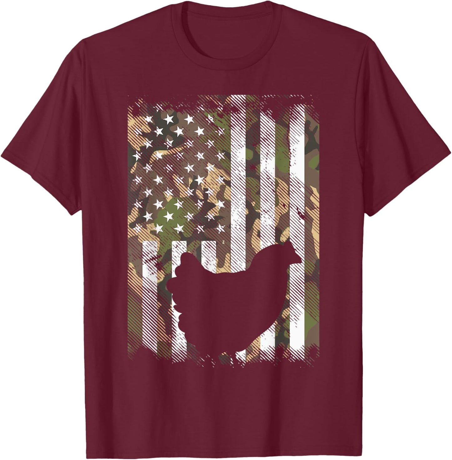 Camo Flag Chicken Vintage Farm Animal Patriotic Farmer Gift T-Shirt - T-Shirt | Maroon