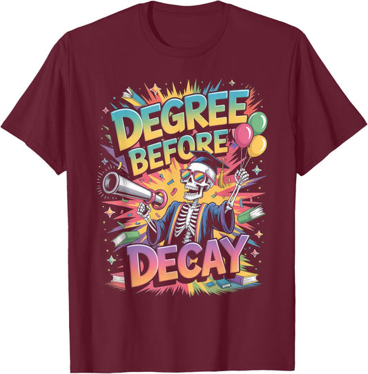 Academic Skeleton Graduation Graffiti Chaoscore Graduation T-Shirt - T-Shirt | Maroon