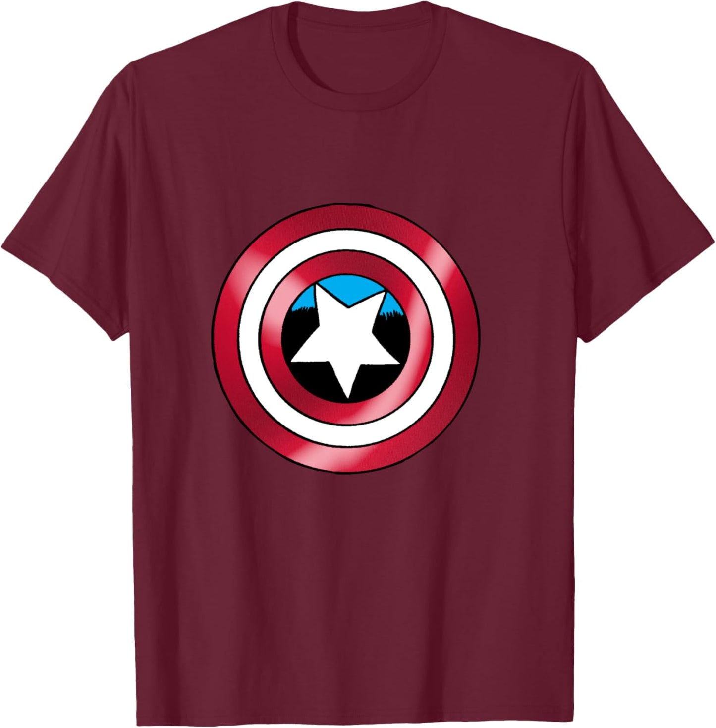 Marvel Comics Retro Classic Captain America Shield Chest T-Shirt - T-Shirt | Maroon