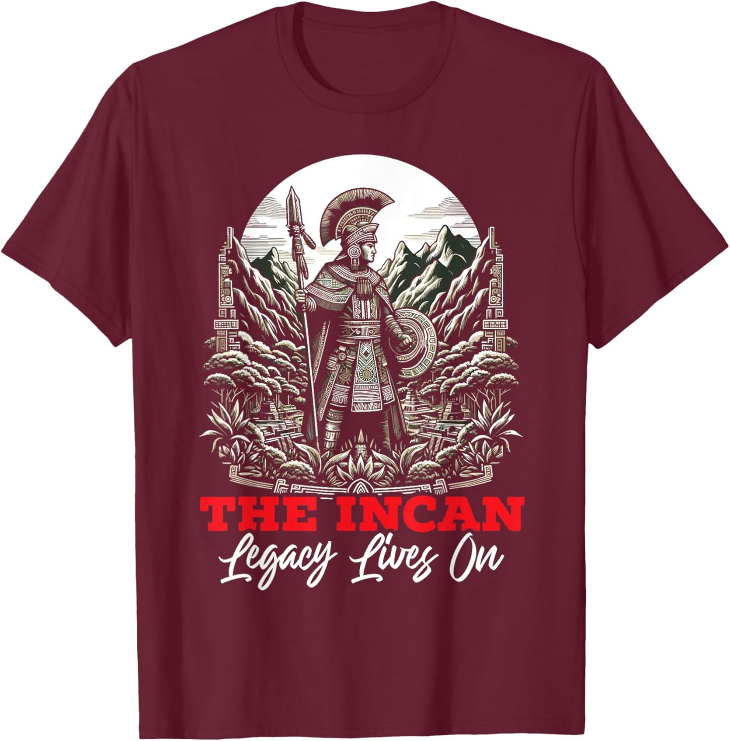 Incan Warrior South America Peru Peruvian Inca Empire T-Shirt - T-Shirt | Maroon
