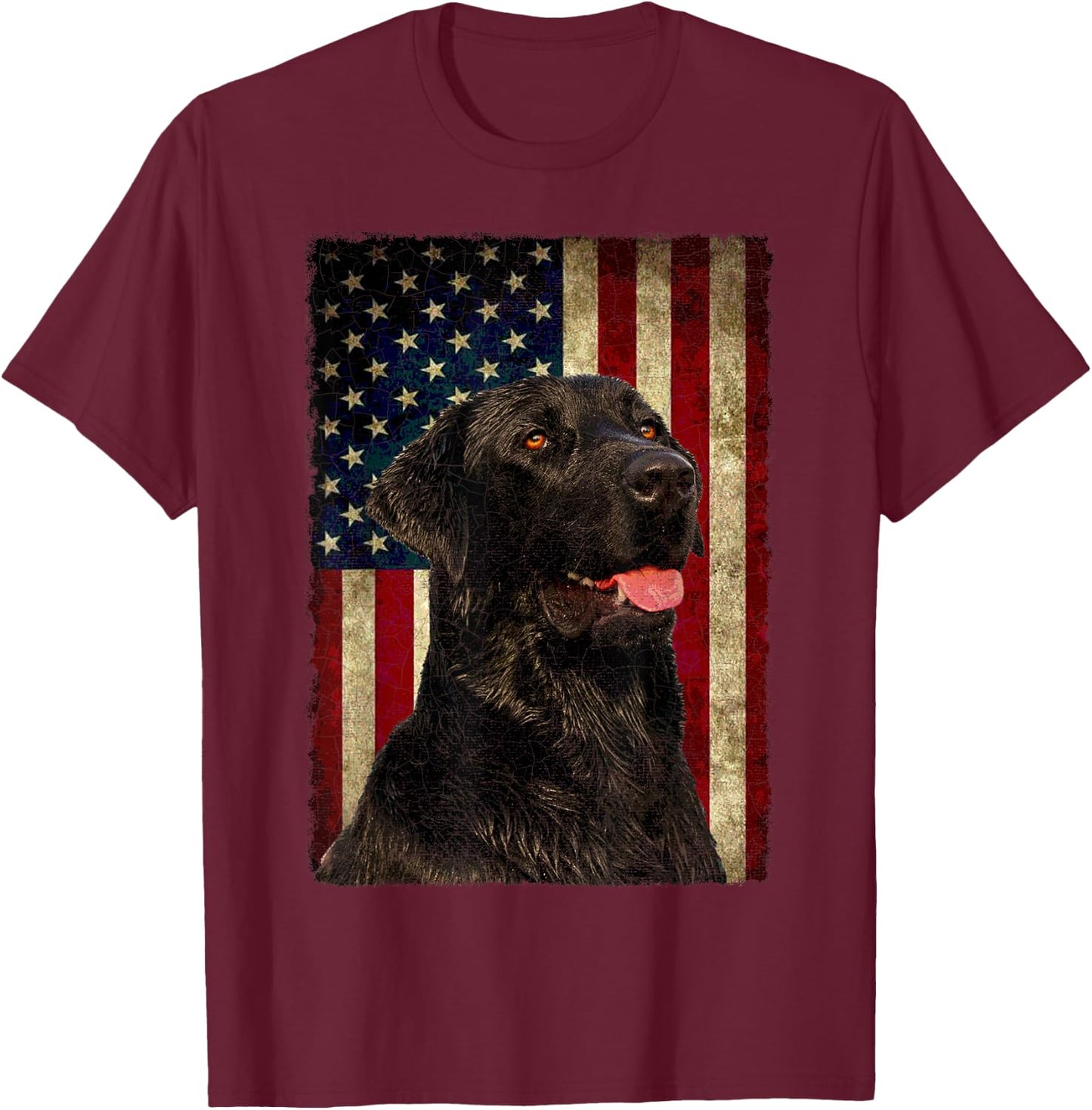 Black Labrador T Shirt Gift USA Flag Lab Owner Duck Hunter T-Shirt - T-Shirt | Maroon