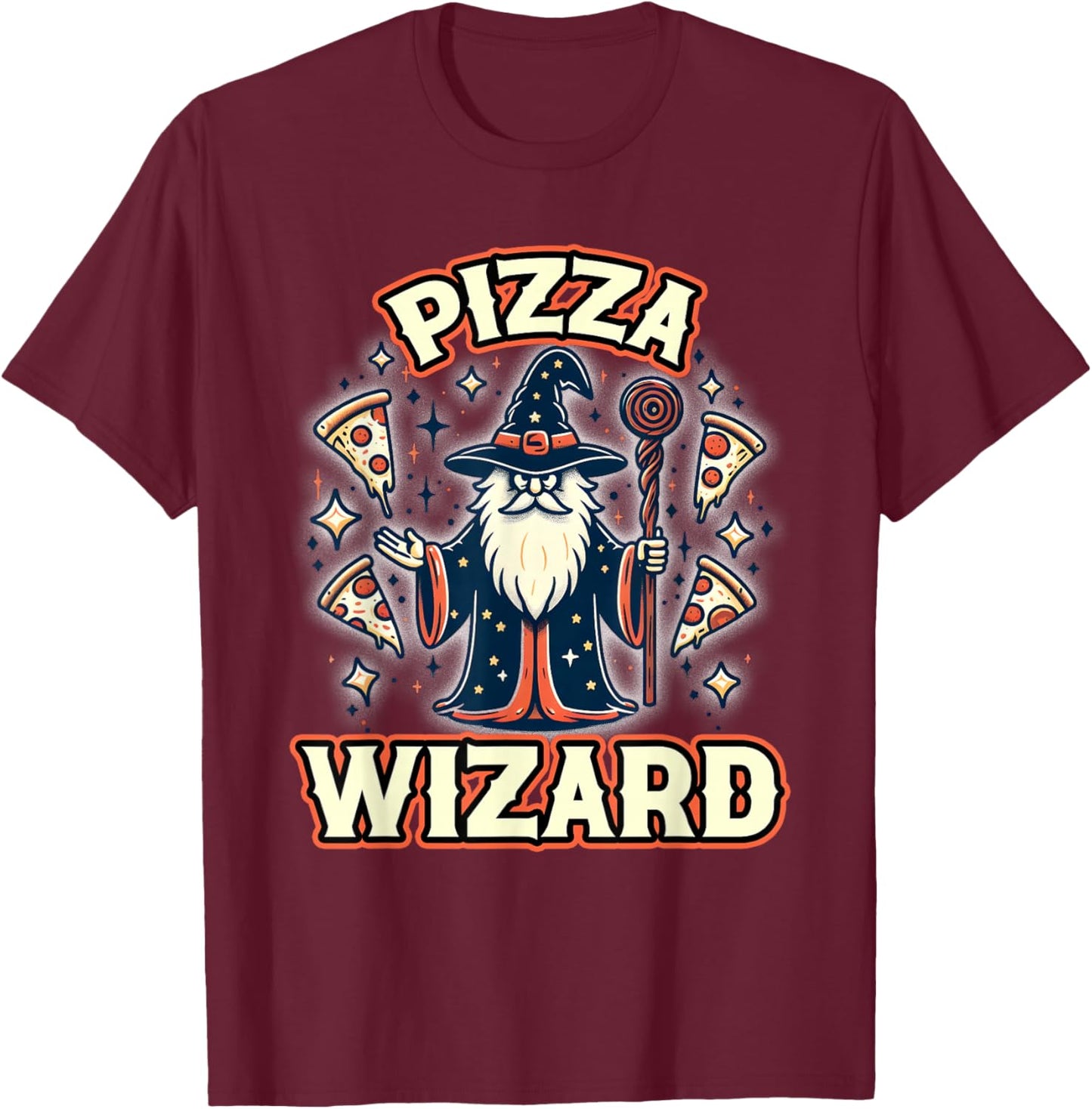 Pizza Wizard T-Shirt - T-Shirt | Maroon