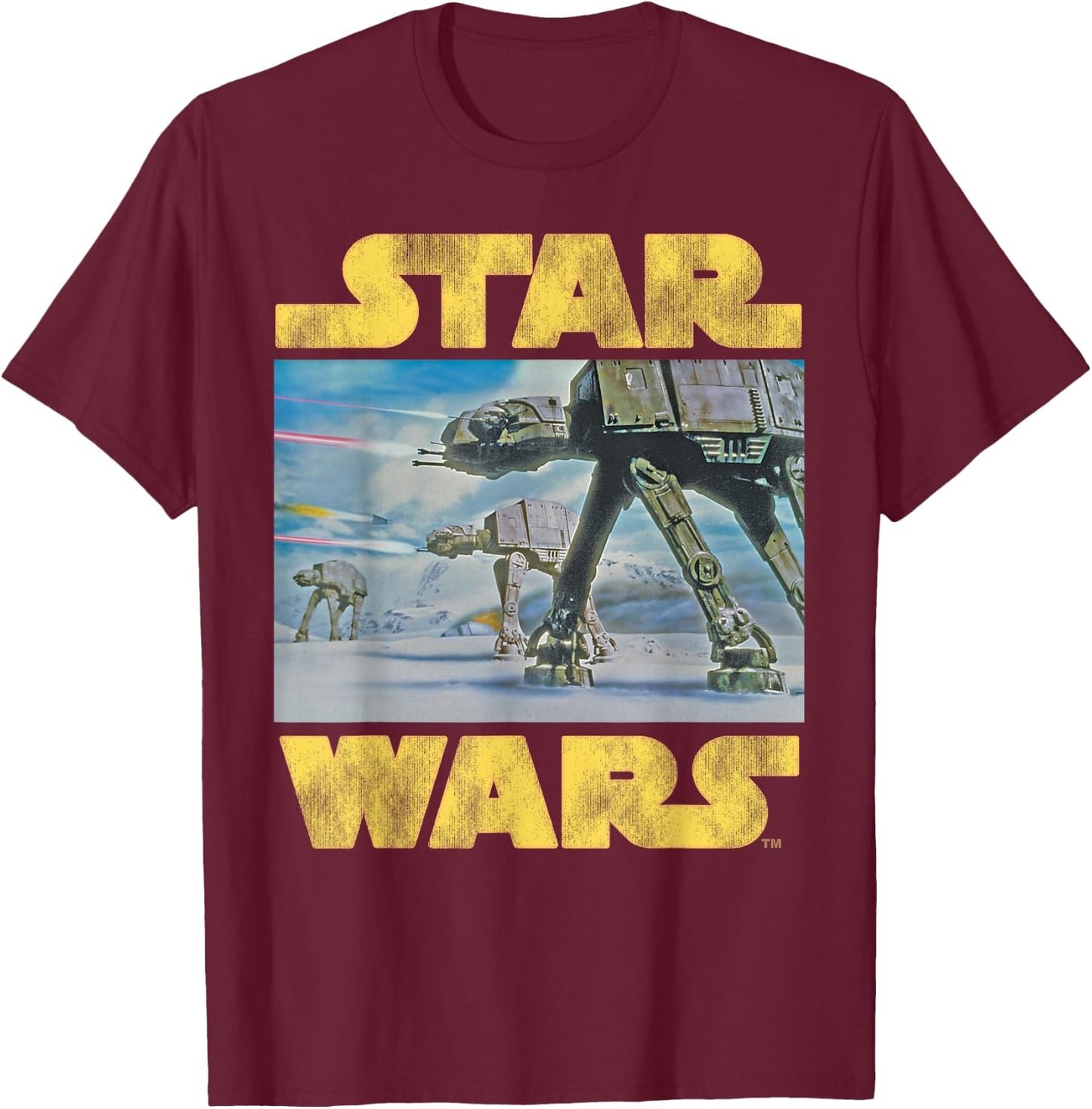 Star Wars Vintage Imperial AT-AT Battle of Hoth T-Shirt - T-Shirt | Maroon